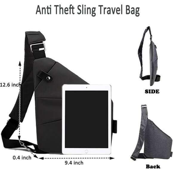 Anti Theft Travel Sling Bag for Women Men Nylon Compact Crossbody Purse - Picture 3 of 6